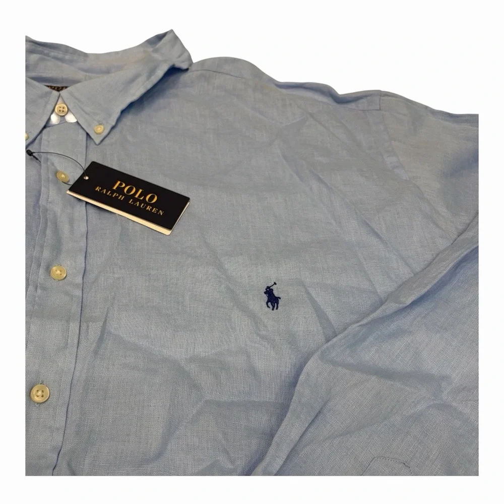 Polo Ralph Lauren Long Sleeve Classic Fit Linen Shirt  5XB Blue NWT